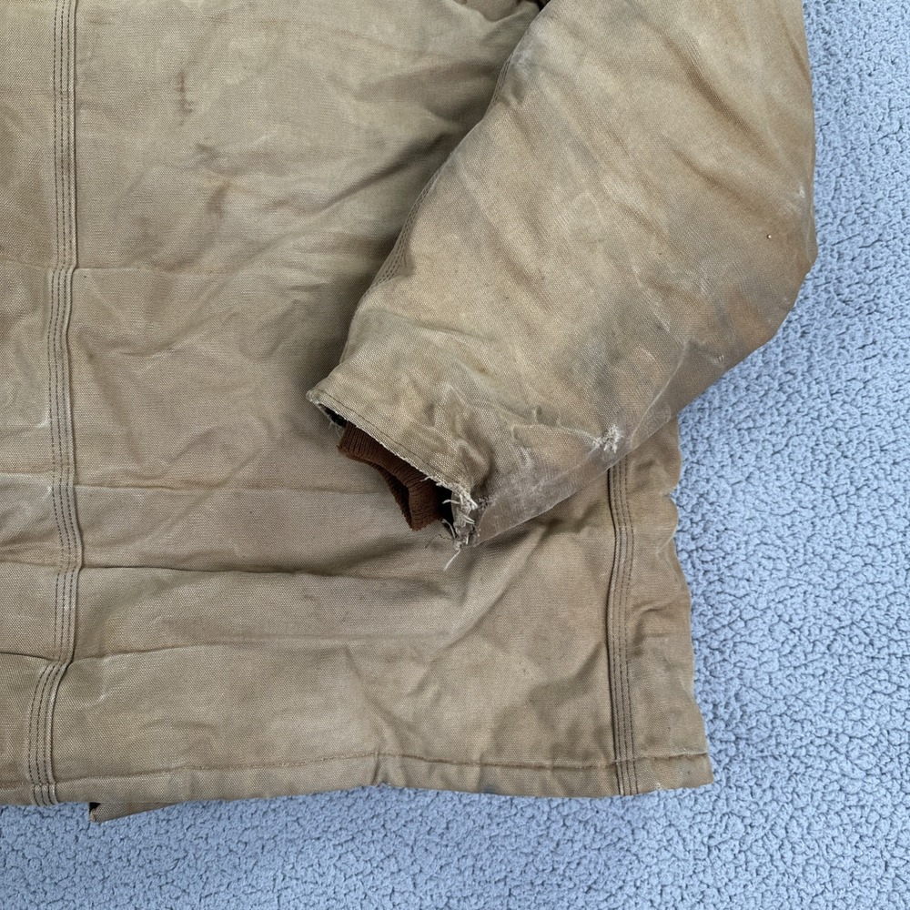 VTG Carhartt C03 BRN Chore Jacket Men 54 Distressed Brown Duck Arctic USA Made - Picture 15 of 15